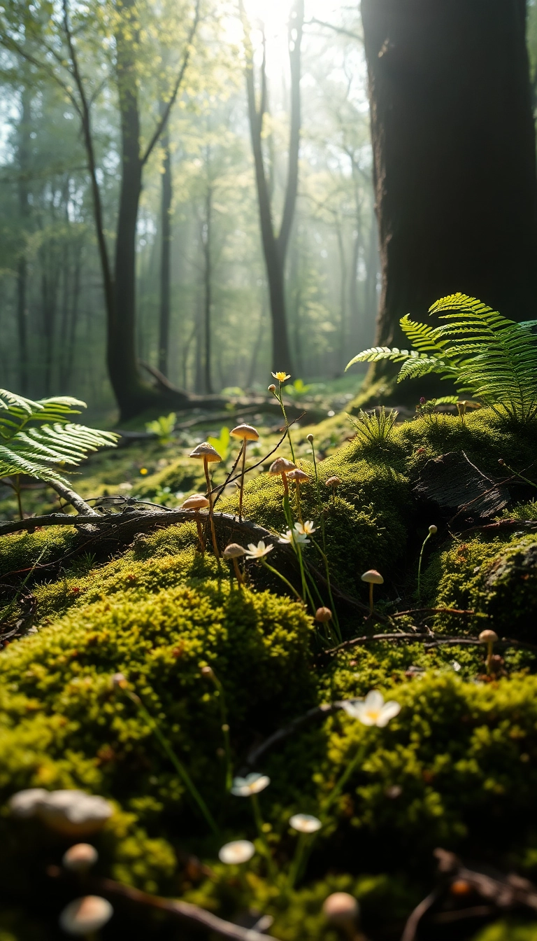 HD iPhone Spring Forest Floor Sophisticated Background Stock Image